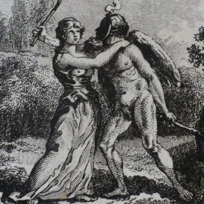 La dame trompée par Amour masqué & armé (Heptaméron, Berne, 1780, N35) - Dunker
