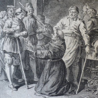 Le cordelier fouetté dans sa cuisine (Heptaméron, Berne, 1780, N41) - Freudeberg