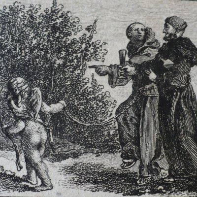 Deux cordeliers menés par Amour (Heptaméron, Berne, 1780, N48) - Dunker