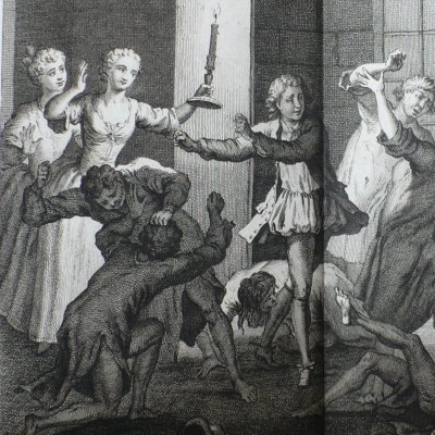Le Destin se signale dans le combat de nuit (Scènes du Roman comique, 9) - Oudry