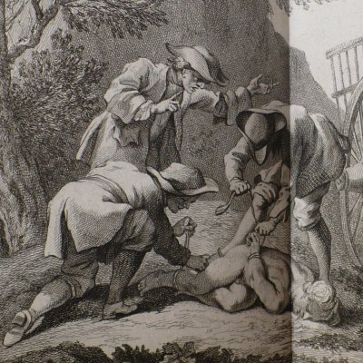 Ragotin lié par les parents du fou (Scènes du Roman comique, 23) - Oudry