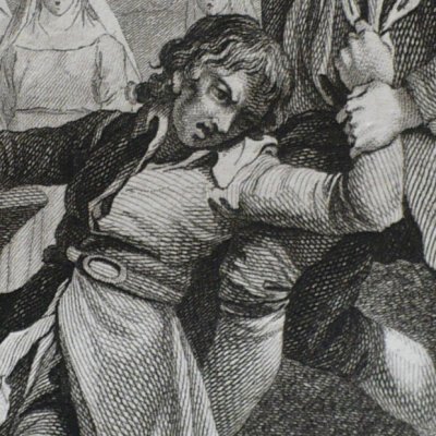Ragotin fait tomber le P. Giflot à l’eau (Roman comique II-6, 1794) - Le Barbier