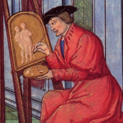 Zeuxis peignant les filles de Crotone (manuscrit du Roman de la rose, ms m.0948)