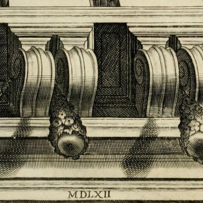 Représentation d'une façade en contre plongée (Vignola, 1583)