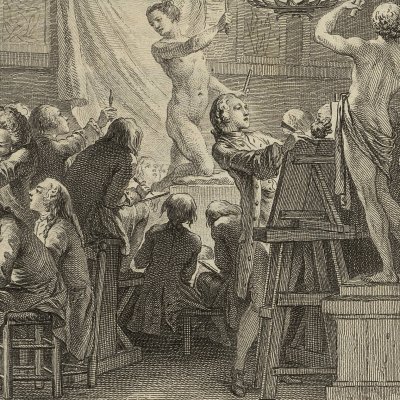 École de Dessein (Encyclopédie, t. 20, Dessein, Pl. 1) - Cochin