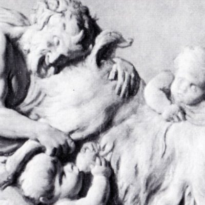 Un satyre tenant une chèvre que tète un petit satyre - Chardin