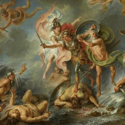 Minerve, Neptune & Achille poursuivant les Troyens dans le Scamandre - Coypel