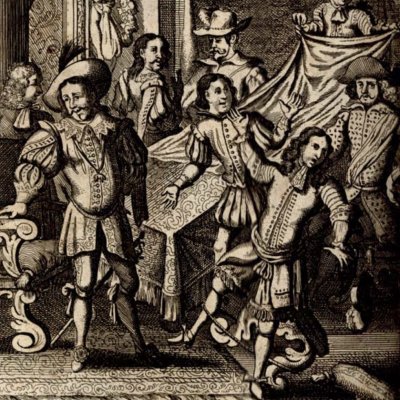 Guzman débarrasse l’ambassadeur d’un importun (G. de Alfarache, Anvers, 1681) - G. Bouttats
