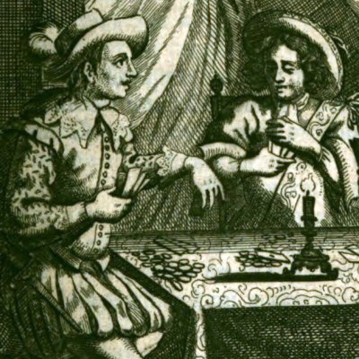 Grâce à Sayavedra Guzman plume 2 joueurs (G. de Alfarache, Anvers, 1681) - G. Bouttats