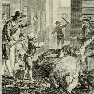 L’aventure du cochon, Guzman jeté au bourbier (Lesage, Œuvres choisies, 1810, t5, G. d’Alfarache) - Marillier