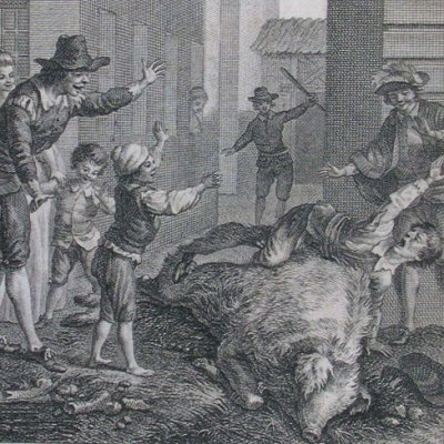 L’aventure du cochon, Guzman jeté au bourbier (G. d’Alfarache, 1783) - Delvaux d'après Marillier