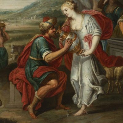 Rencontre d'Eliézer et de Rébecca au puits - Pieter van Lint ?