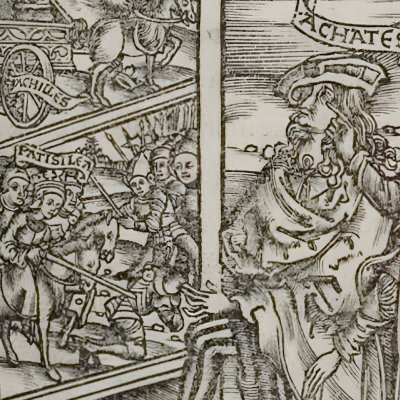 Façade historiée du temple (Virgile, Énéide 1, éd. Brant, Strasbourg Grüninger 1502, f141-2)