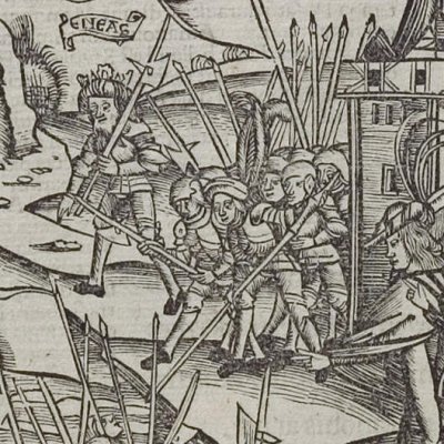 Didon reçoit les Troyens devant le temple de Junon (Énéide, Strasbourg, 1502) - J. Grüninger > S. Brant