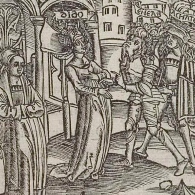 Didon accueille Énée et les Troyens (Virgile, Énéide 1, éd. Brant, Strasbourg Grüninger 1502, f149)