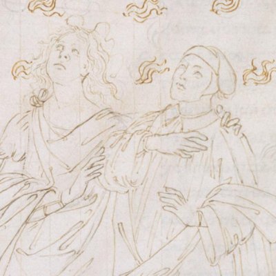 Béatrice présente Dante à saint Pierre (Dante Paradis ch24) - Botticelli