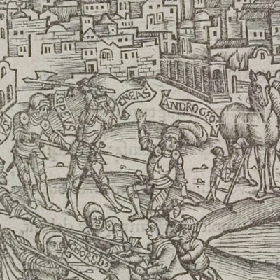 Contre-offensive des Troyens (Virgile, Énéide 2, éd. Brant, Strasbourg Grüninger 1502, f170)