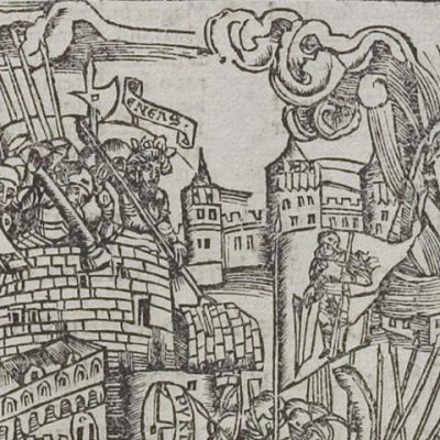 Siège du palais de Priam (Virgile, Énéide 2, éd. Brant, Strasbourg Grüninger 1502, f172)