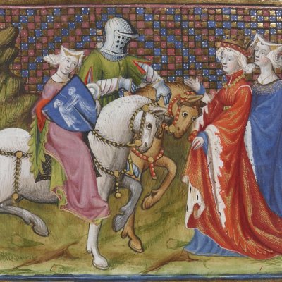 Guenièvre reçoit l’écu fendu (Lancelot du lac, Ms Fr118) - M. des cleres femmes