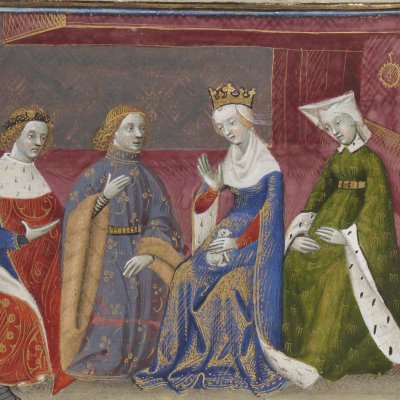 Guenièvre prie Lancelot de rester (Lancelot Ms Fr118) - M. des cleres femmes