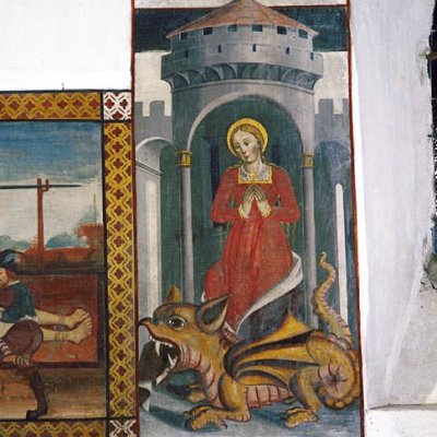 Sainte Marguerite et le dragon (église Saint-Sébastien de Plampinet)