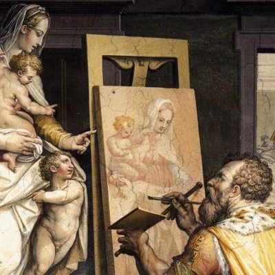 Saint Luc peignant l’apparition de la Vierge - Vasari