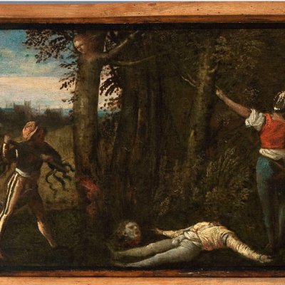 Naissance d'Adonis / Mort de Polydore (cassone) - attribué à Titien