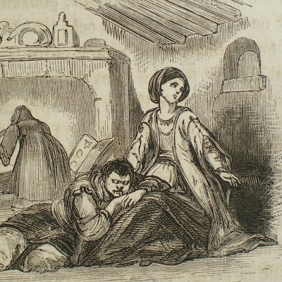 Dentillon assoupi aux genoux de Fleur d’épine - (Contes des fées, Garnier)