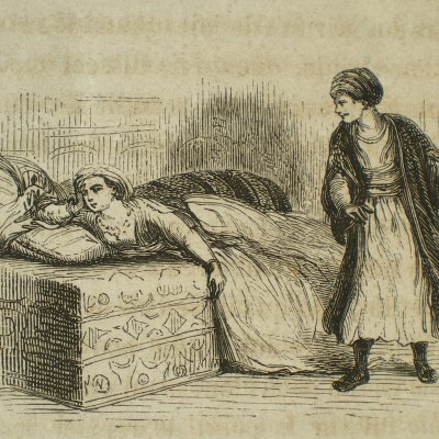 Tarare retrouve Fleur d’épine défigurée par la More (Contes des fées, Garnier, 1872)