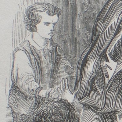 Le Petit Poucet. The ogre sharpens his knife - (Fairy Tales, Garnier)