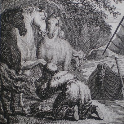 Chez les Houynhnhms. Adieux à son maître (Voyages de Gulliver, T2P2, 1797)