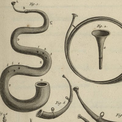 Serpent, cor de chasse, trompette…(Encyclopédie, t. 22, Lutherie 2, Pl. 7)