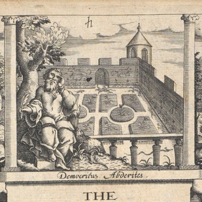 La mélancolie de Démocrite (Front. de The Anatomy of Melancholy, Londres 1628)