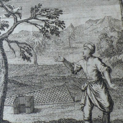 Le paysan et le rossignol (Contes & fables ind. Bidpaï & Lokman, 1724)