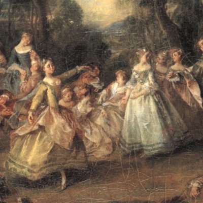Danse entre le pavillon et la fontaine - Lancret