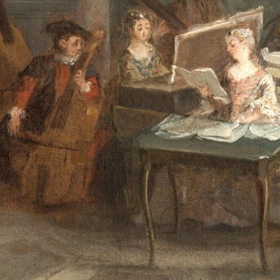 Concert dans le Salon ovale du château de Pierre Crozat à Montmorency - Lancret