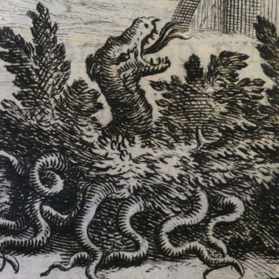 Le dragon à plusieurs têtes… (Fables de La Fontaine, Barbin, 1668) - Chauveau