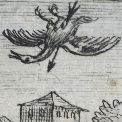 L’oiseau blessé d’une flèche (Fables de La Fontaine, Barbin, 1668) - Chauveau