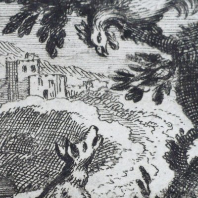 Le coq et le renard (Fables de La Fontaine, Barbin, 1668) - Chauveau