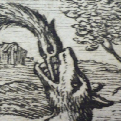 Le loup et la cigogne (Fables de La Fontaine, Barbin, 1668) - Chauveau