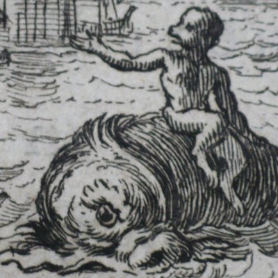 The monkey and the dolphin (Fables de La Fontaine, Barbin, 1668) - Chauveau