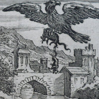 The frog and the rat (Fables de La Fontaine, Barbin, 1668) - Chauveau