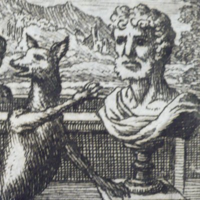 Le renard et le buste (Fables de La Fontaine, Barbin, 1668) - Chauveau