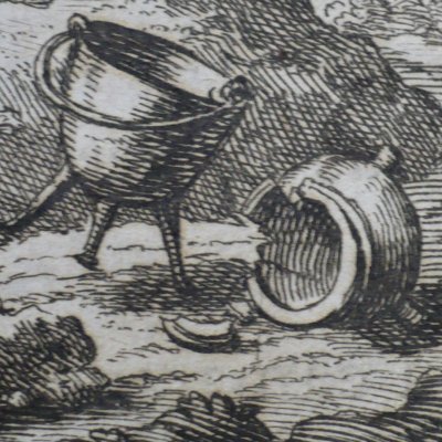 Le pot de terre & le pot de fer (Fables de La Fontaine, Barbin, 1668) - Chauveau