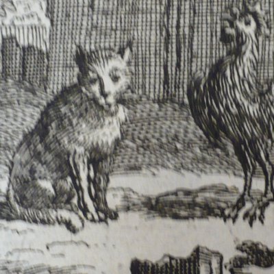 Le cochet, le chat & le souriceau (F. de La Fontaine, Barbin, 1668) - Chauveau