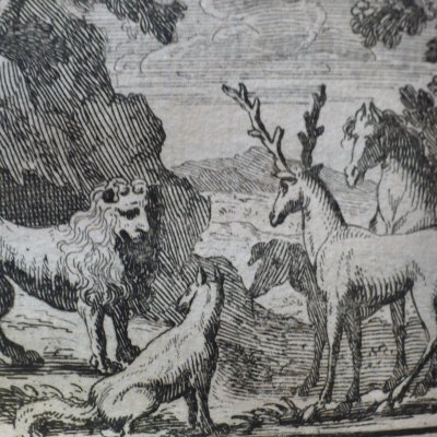 Les obsèques de la lionne (Fables de La Fontaine, 1678, 3eP) - Chauveau