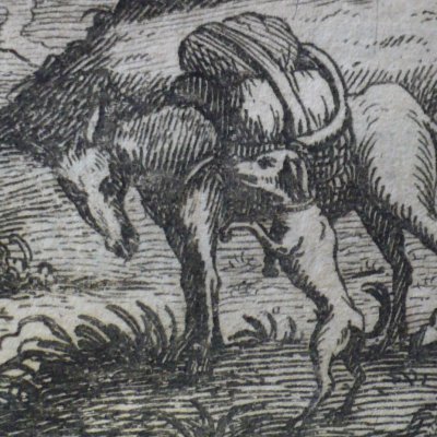 L’âne et le chien (Fables de La Fontaine, 1678, 3eP) - Chauveau