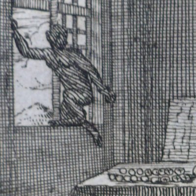Du thésauriseur et du singe (Fables de La Fontaine, 1694) - atelier de Chauveau