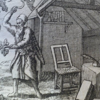 Le philosophe scythe (Fables de La Fontaine, 1694) - atelier de Chauveau