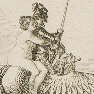 Roger enlève Angélique (Roland furieux, Alm. Berlin 1772) - Chodowiecki
